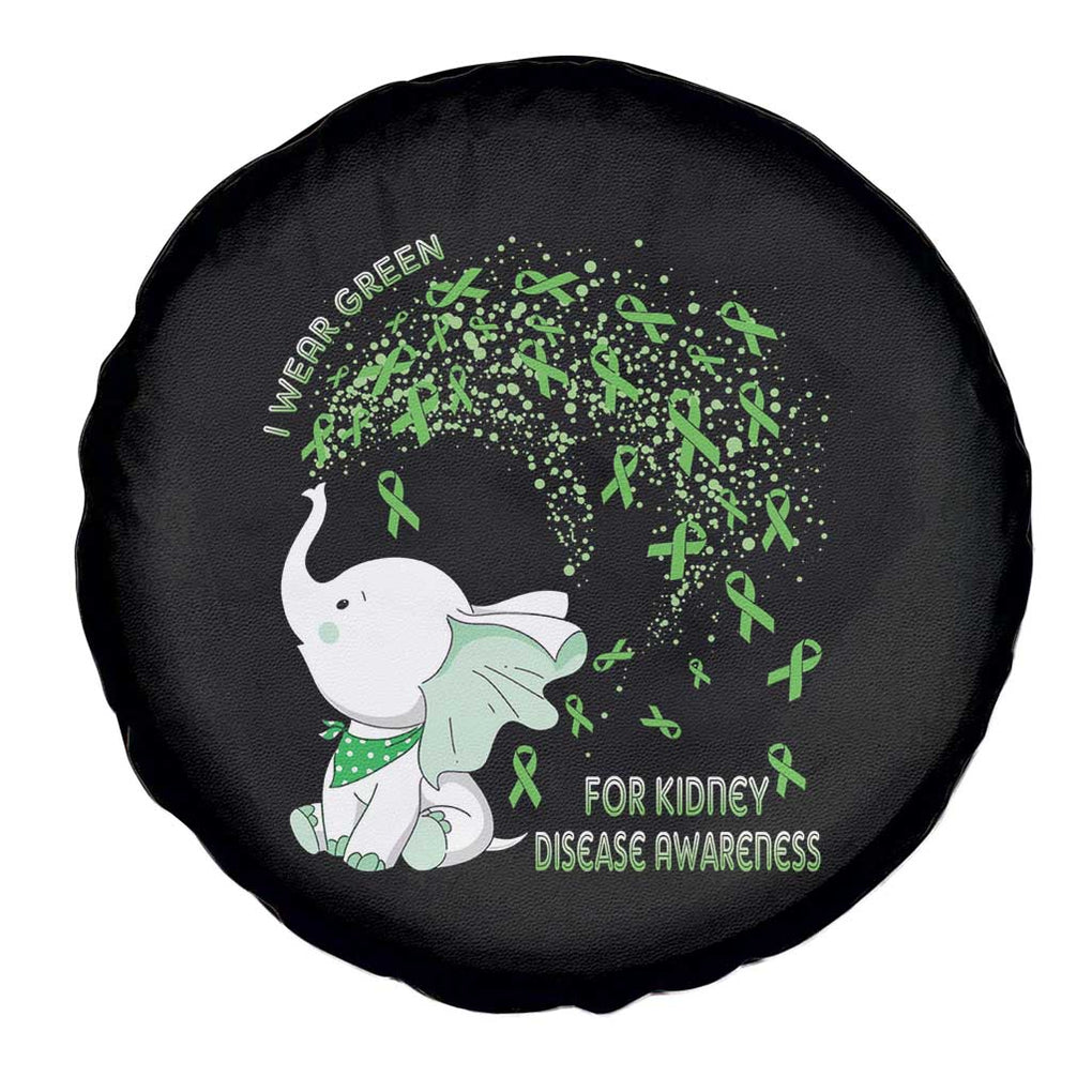 I Wear Green For Kidney Disease Awareness Elephant Survivors Spare Tire Cover TS09 Print Your Wear