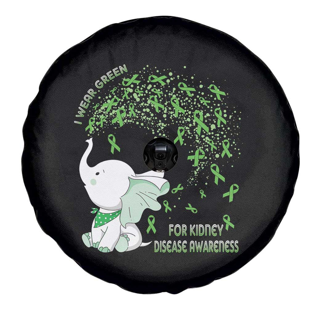 I Wear Green For Kidney Disease Awareness Elephant Survivors Spare Tire Cover TS09 Print Your Wear