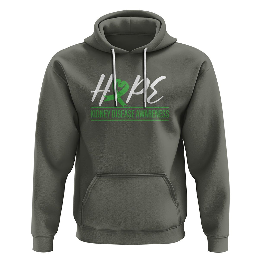 Hope Kidney Disease Awareness Month Green Ribbon Hoodie TS09 Military Green Printyourwear