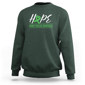 Hope Kidney Disease Awareness Month Green Ribbon Sweatshirt TS09 Dark Forest Green Printyourwear