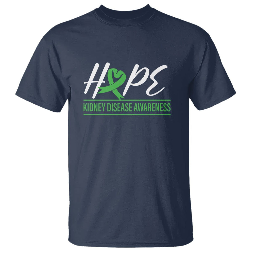 Hope Kidney Disease Awareness Month Green Ribbon T Shirt TS09 Navy Printyourwear