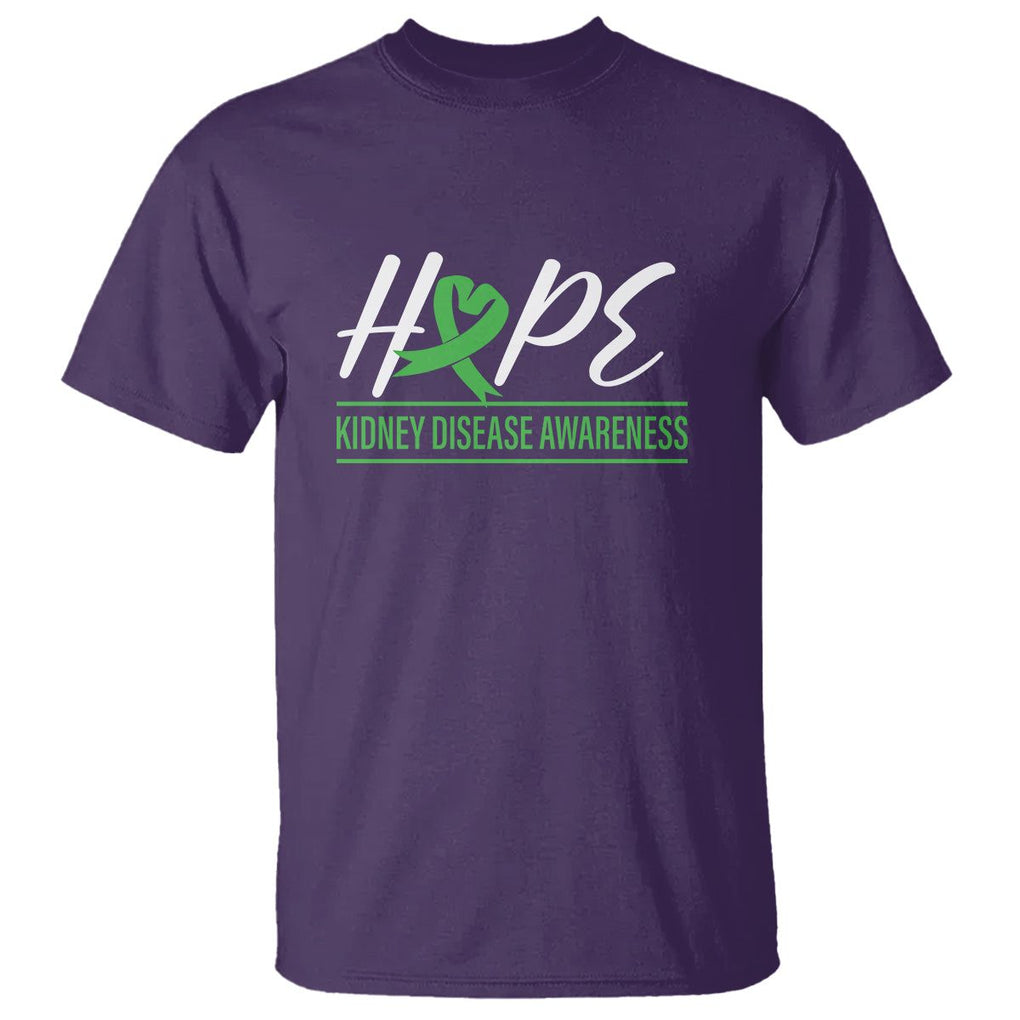 Hope Kidney Disease Awareness Month Green Ribbon T Shirt TS09 Purple Printyourwear