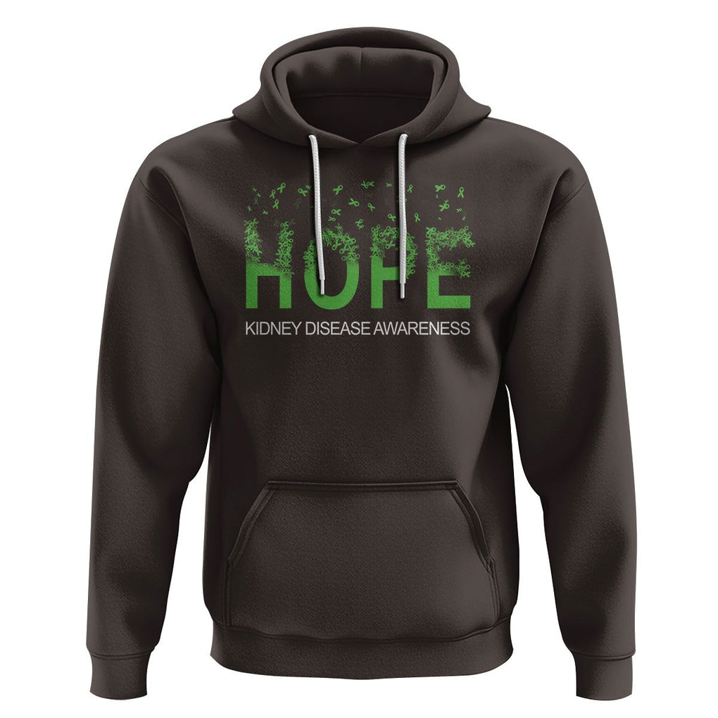 Kidney Disease Awareness Month Hoodie Hope Green Ribbon Support TS09 Dark Chocolate Printyourwear