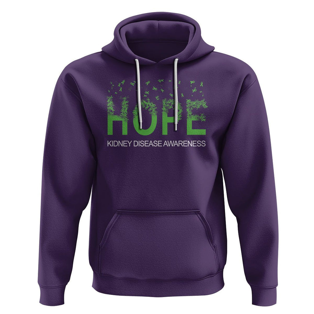 Kidney Disease Awareness Month Hoodie Hope Green Ribbon Support TS09 Purple Printyourwear