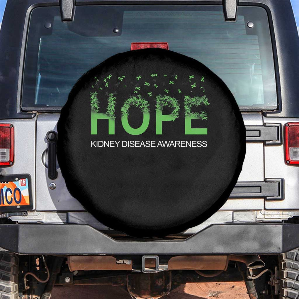 Kidney Disease Awareness Month Spare Tire Cover Hope Green Ribbon Support TS09 No hole Black Print Your Wear