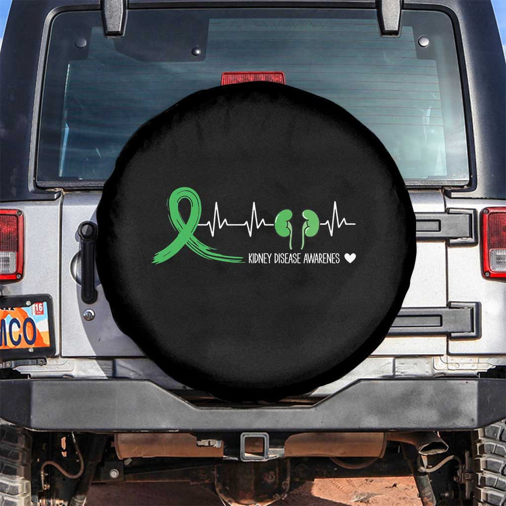 Kidney Disease Awareness Month Spare Tire Cover Heartbeat Transplant Organ Donor TS09 No hole Black Print Your Wear
