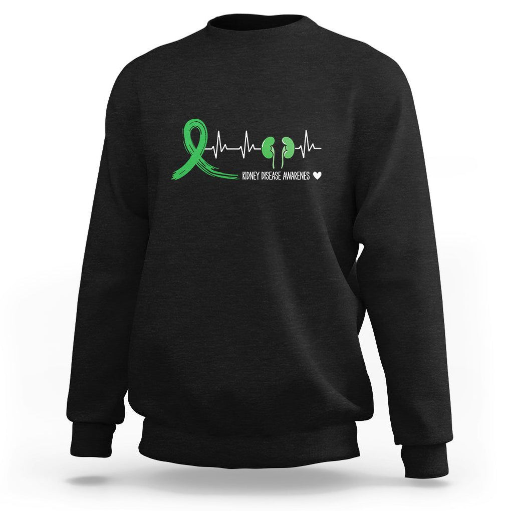 Kidney Disease Awareness Month Sweatshirt Heartbeat Transplant Organ Donor TS09 Black Printyourwear
