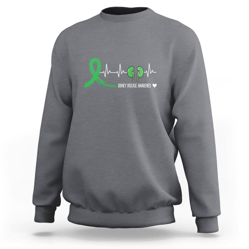 Kidney Disease Awareness Month Sweatshirt Heartbeat Transplant Organ Donor TS09 Charcoal Printyourwear