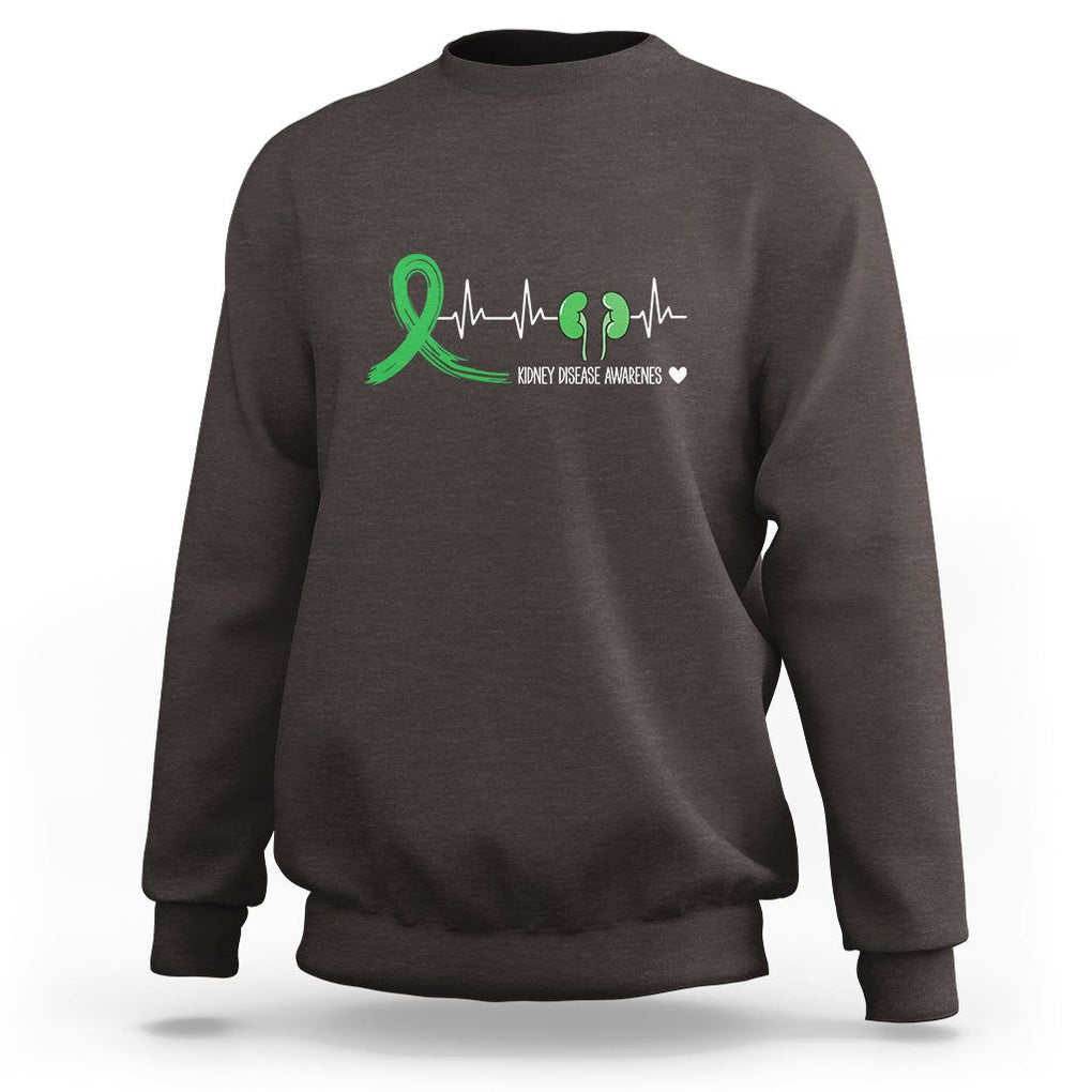 Kidney Disease Awareness Month Sweatshirt Heartbeat Transplant Organ Donor TS09 Dark Chocolate Printyourwear
