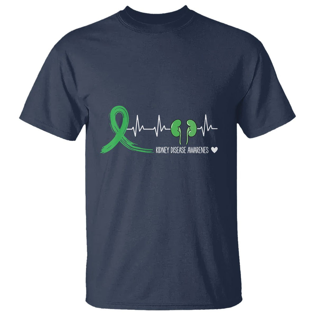 Kidney Disease Awareness Month T Shirt Heartbeat Transplant Organ Donor TS09 Navy Printyourwear