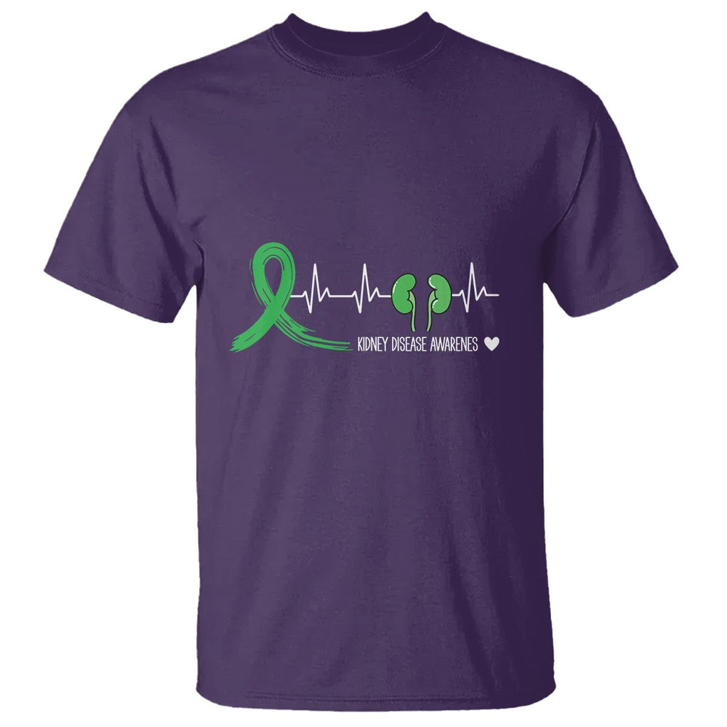 Kidney Disease Awareness Month T Shirt Heartbeat Transplant Organ Donor TS09 Purple Printyourwear
