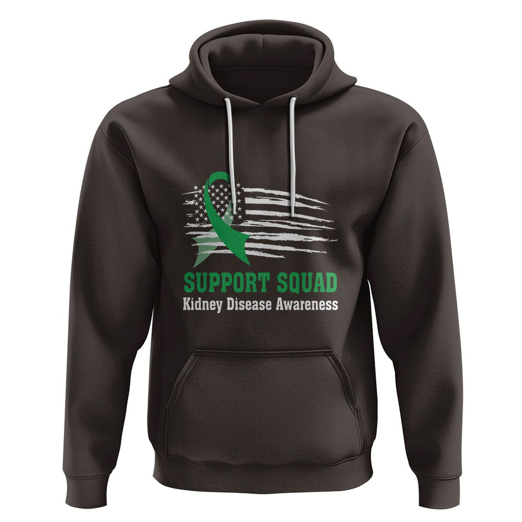 Kidney Disease Awareness Month Hoodie Support Squad USA Flag Strong Warrior TS09 Dark Chocolate Printyourwear