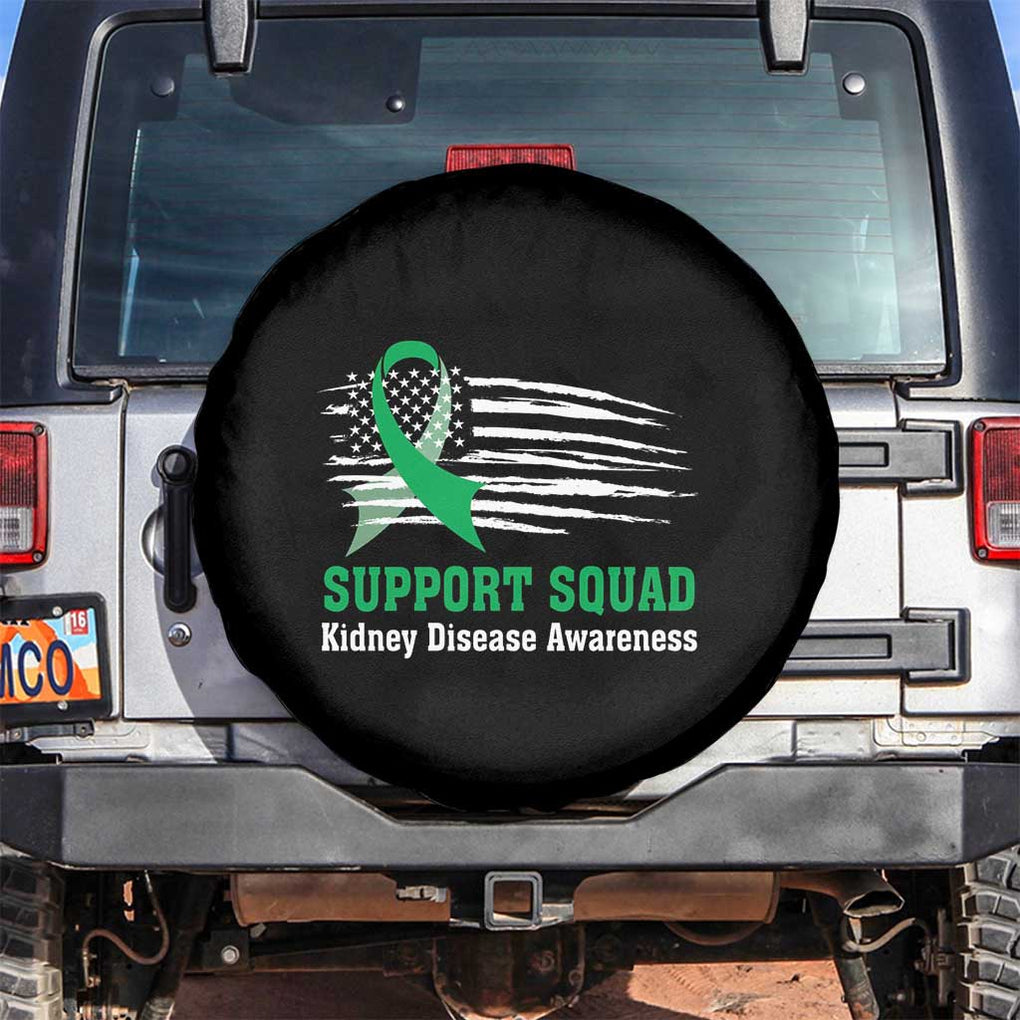 Kidney Disease Awareness Month Spare Tire Cover Support Squad USA Flag Strong Warrior TS09 No hole Black Print Your Wear