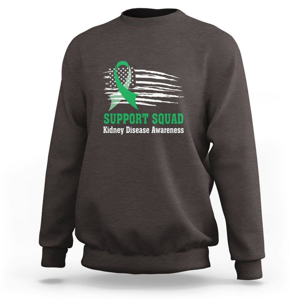 Kidney Disease Awareness Month Sweatshirt Support Squad USA Flag Strong Warrior TS09 Dark Chocolate Printyourwear