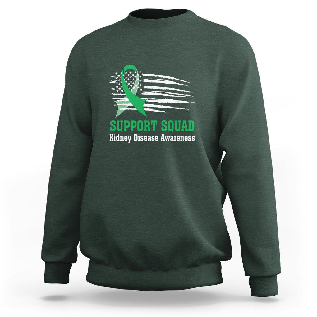 Kidney Disease Awareness Month Sweatshirt Support Squad USA Flag Strong Warrior TS09 Dark Forest Green Printyourwear