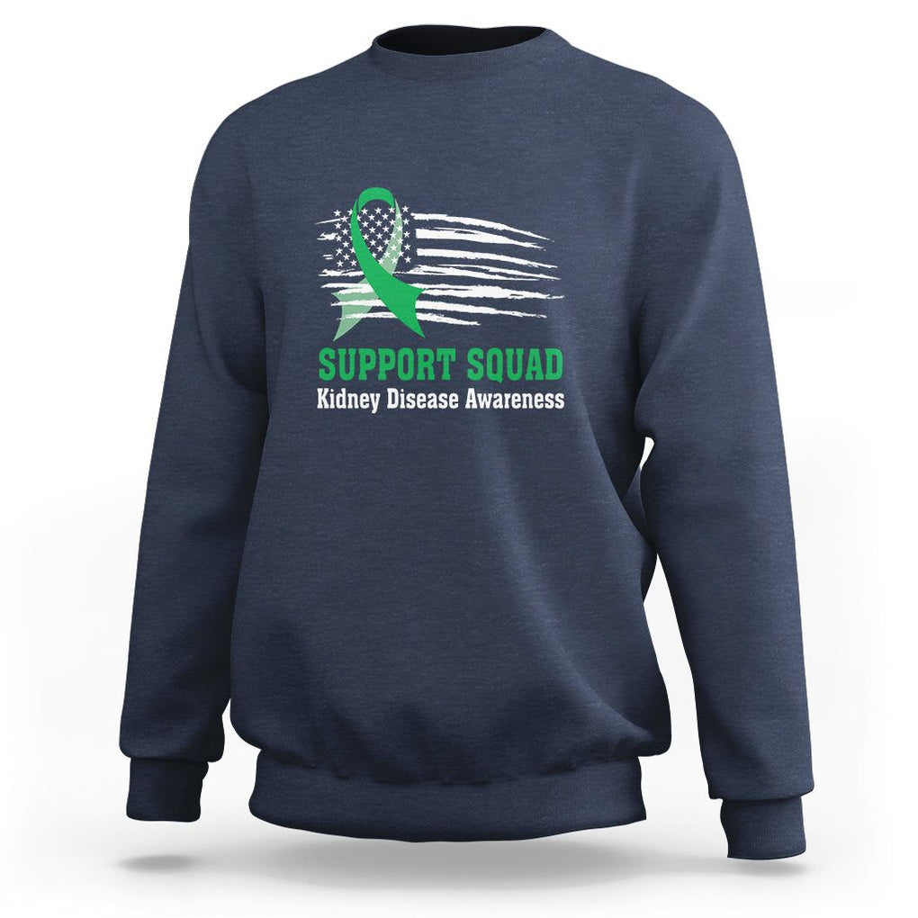 Kidney Disease Awareness Month Sweatshirt Support Squad USA Flag Strong Warrior TS09 Navy Printyourwear
