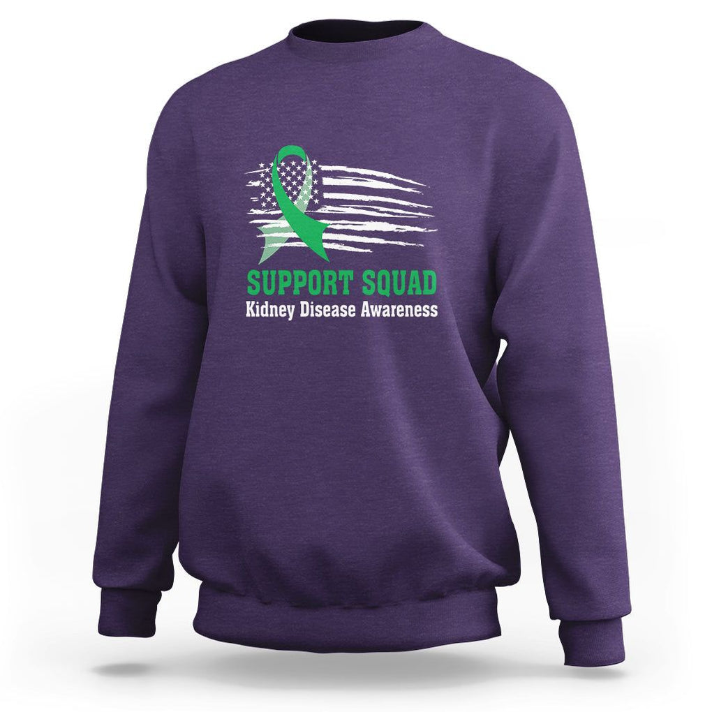 Kidney Disease Awareness Month Sweatshirt Support Squad USA Flag Strong Warrior TS09 Purple Printyourwear