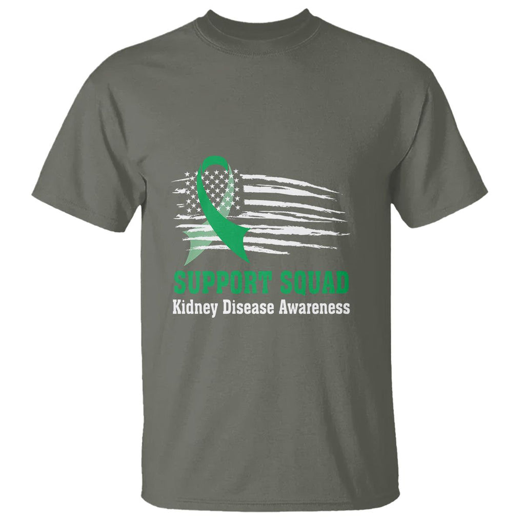 Kidney Disease Awareness Month T Shirt Support Squad USA Flag Strong Warrior TS09 Military Green Printyourwear