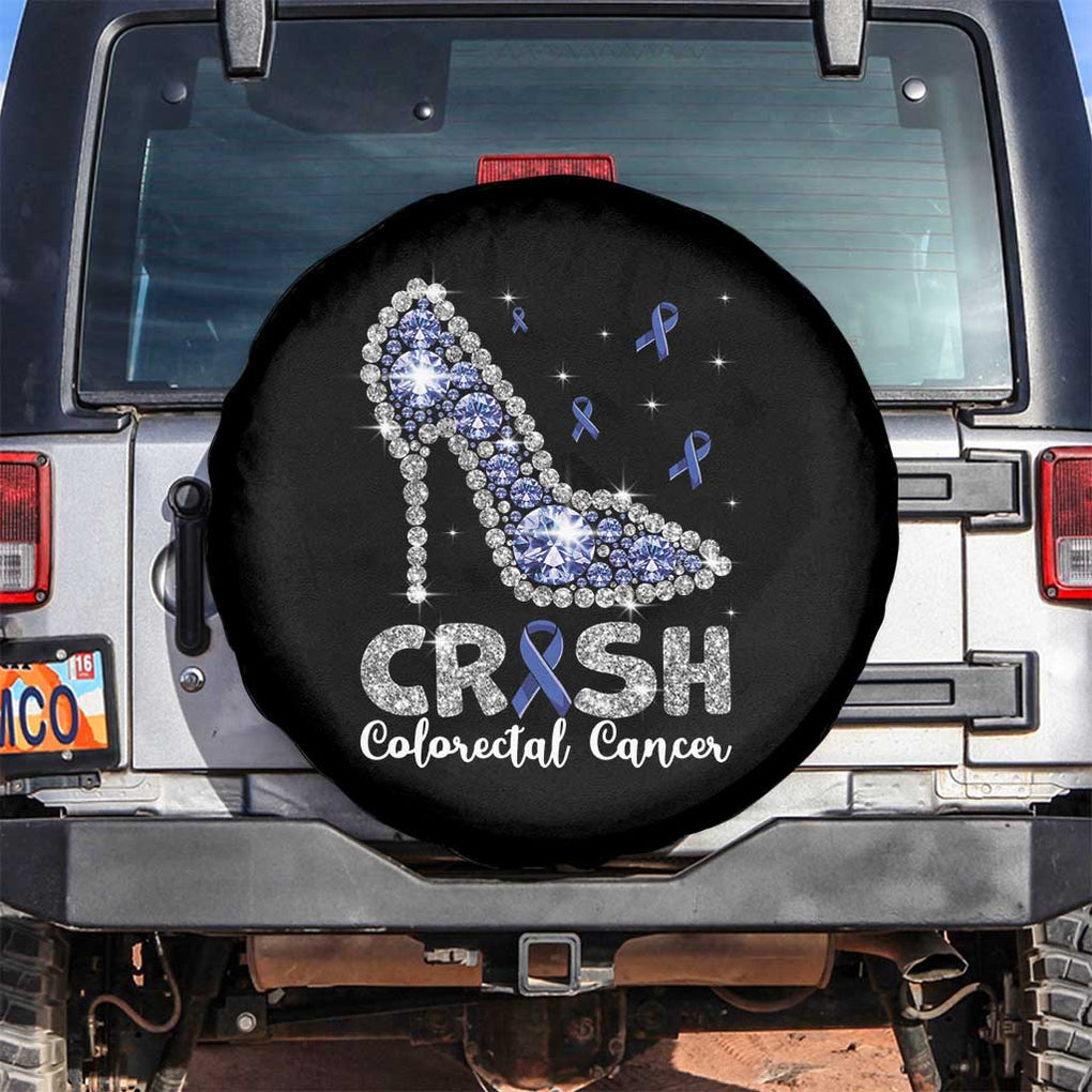 Colorectal Cancer Awareness Spare Tire Cover Crush Colon Colonscopy Blue Ribbon High Heels TS09 No hole Black Print Your Wear