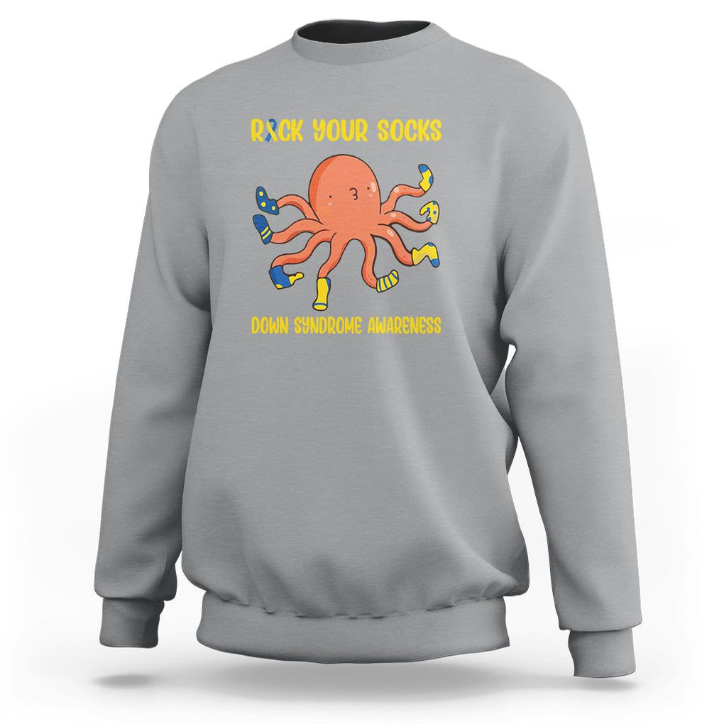 Down Syndrome Day Sweatshirt Rock Your Sock Funny Octopus Socks TS09 Sport Gray Printyourwear