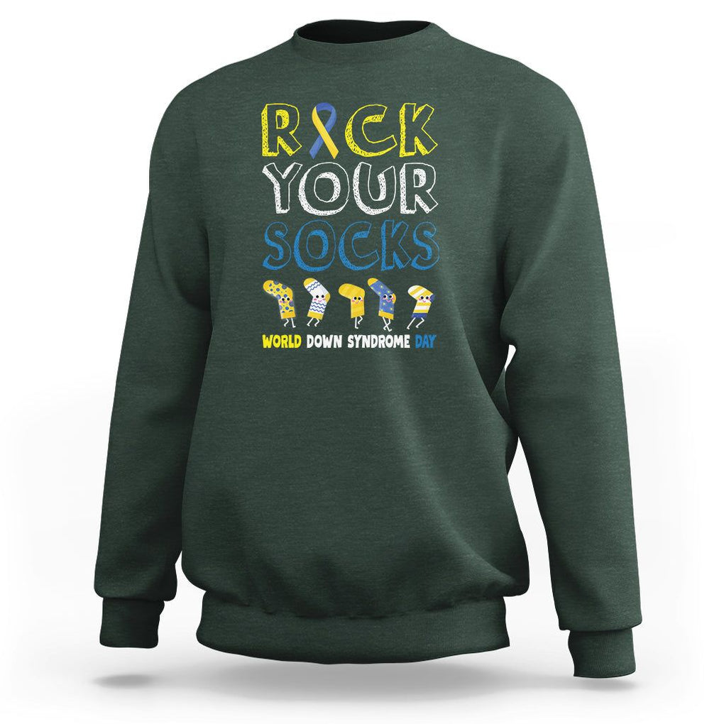 World Down Syndrome Day Rock Your Sock Sweatshirt TS09 Dark Forest Green Printyourwear