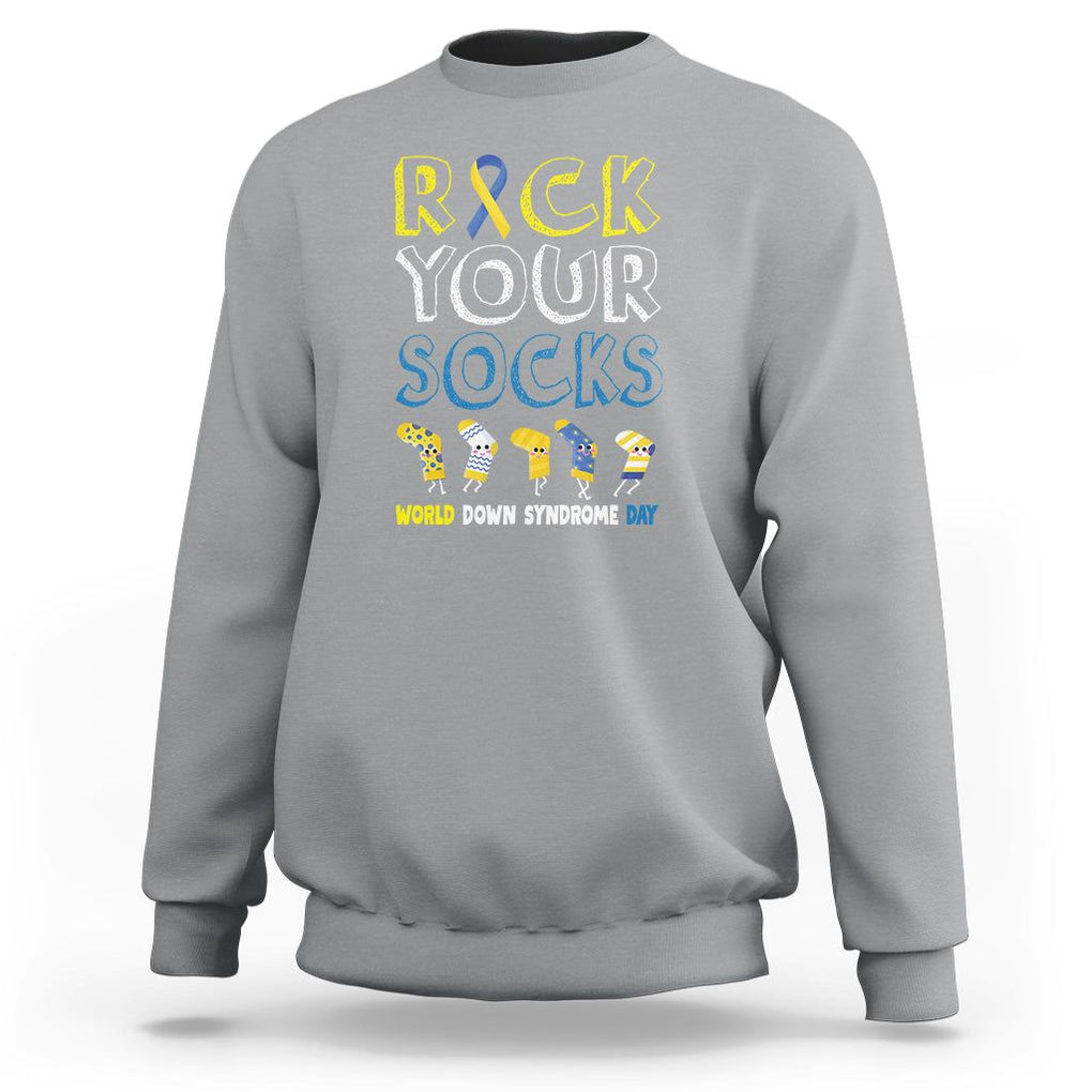 World Down Syndrome Day Rock Your Sock Sweatshirt TS09 Sport Gray Printyourwear