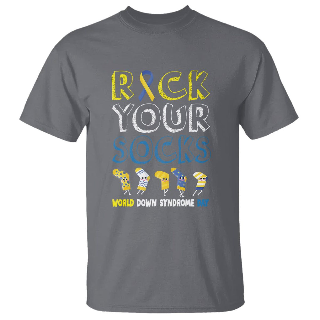 World Down Syndrome Day Rock Your Sock T Shirt TS09 Charcoal Printyourwear