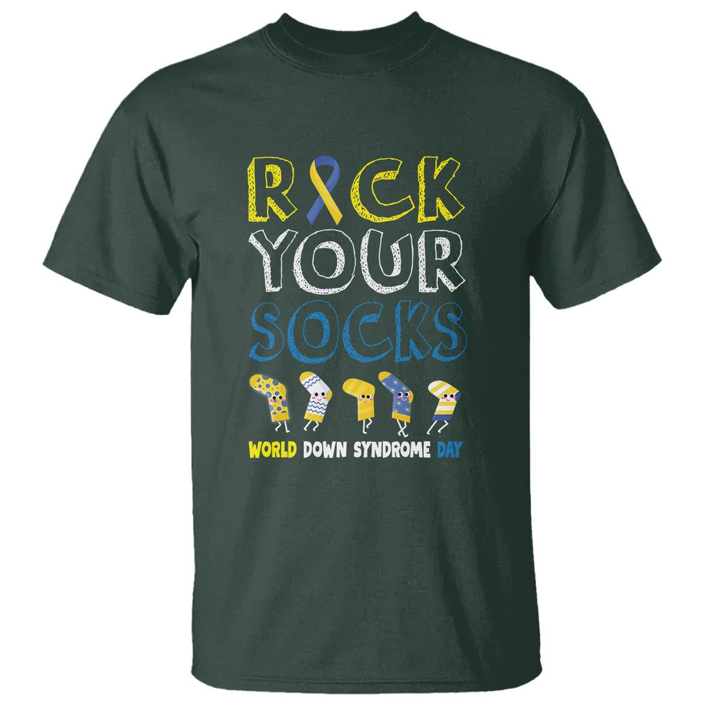 World Down Syndrome Day Rock Your Sock T Shirt TS09 Dark Forest Green Printyourwear