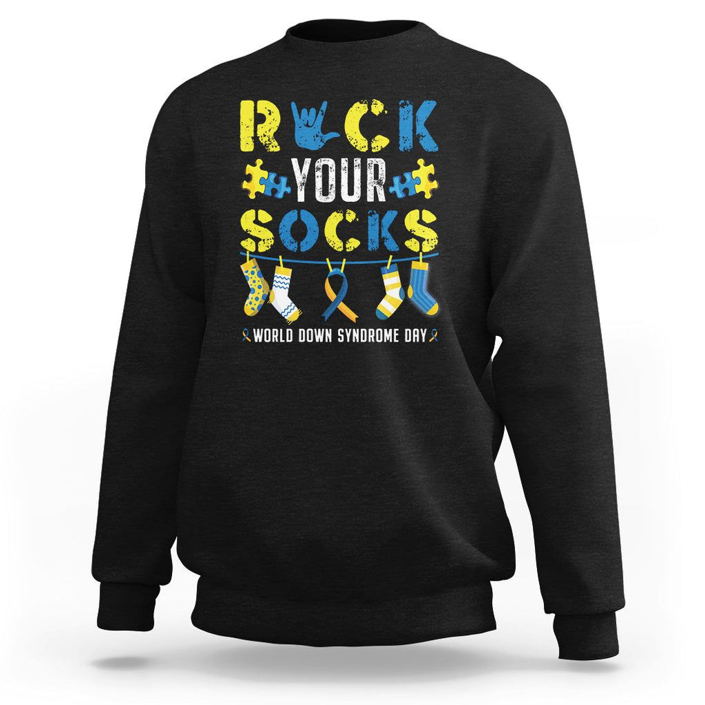 Down Syndrome Day Funny Rock Your Sock Sweatshirt TS09 Black Printyourwear