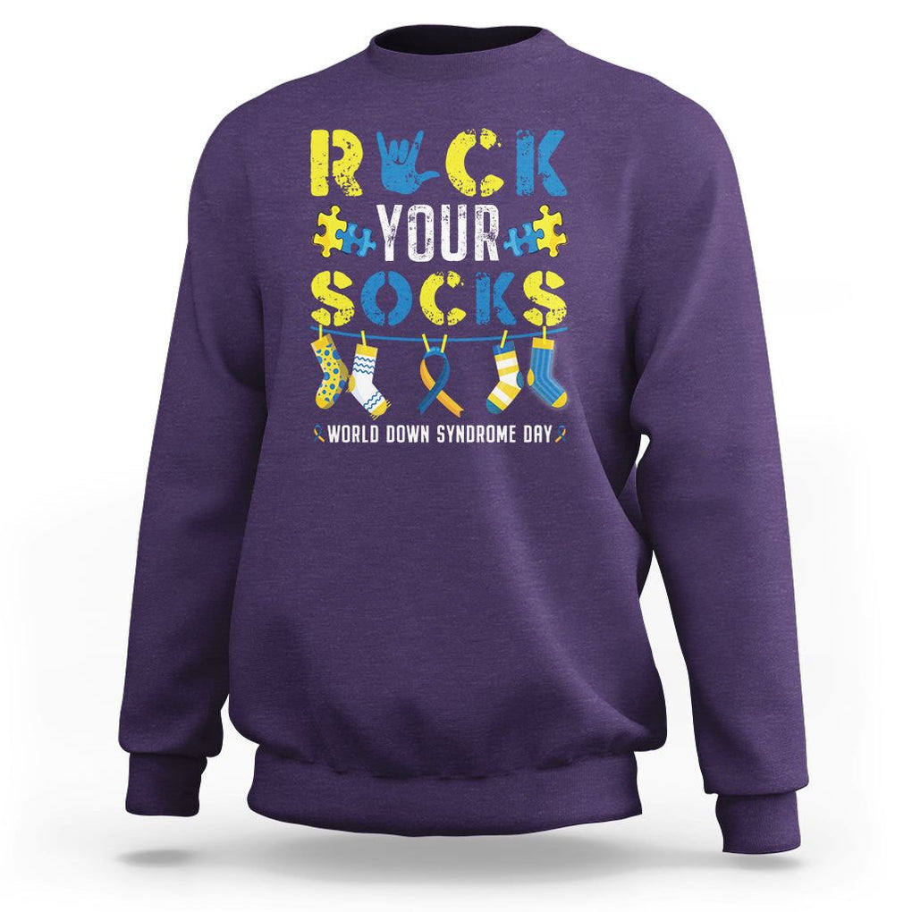 Down Syndrome Day Funny Rock Your Sock Sweatshirt TS09 Purple Printyourwear