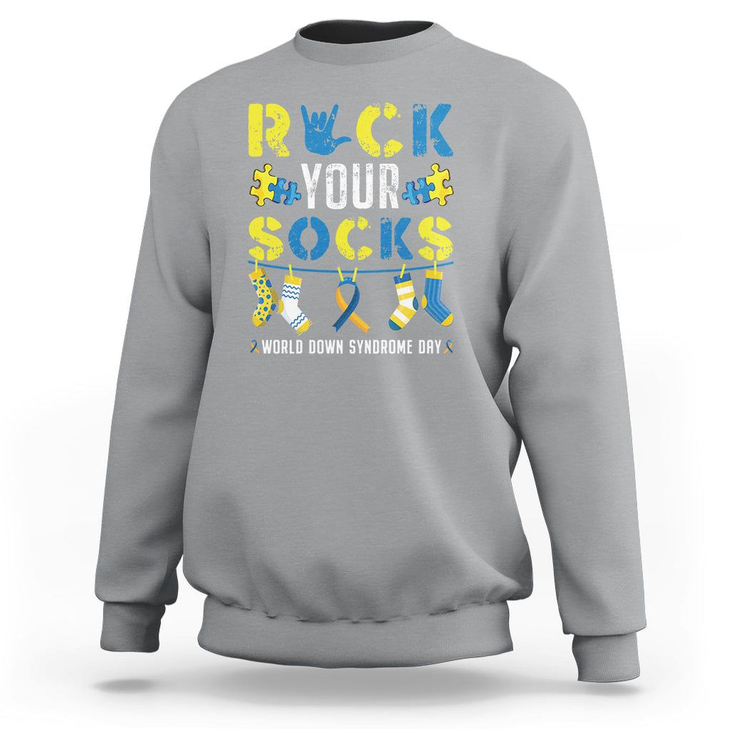 Down Syndrome Day Funny Rock Your Sock Sweatshirt TS09 Sport Gray Printyourwear