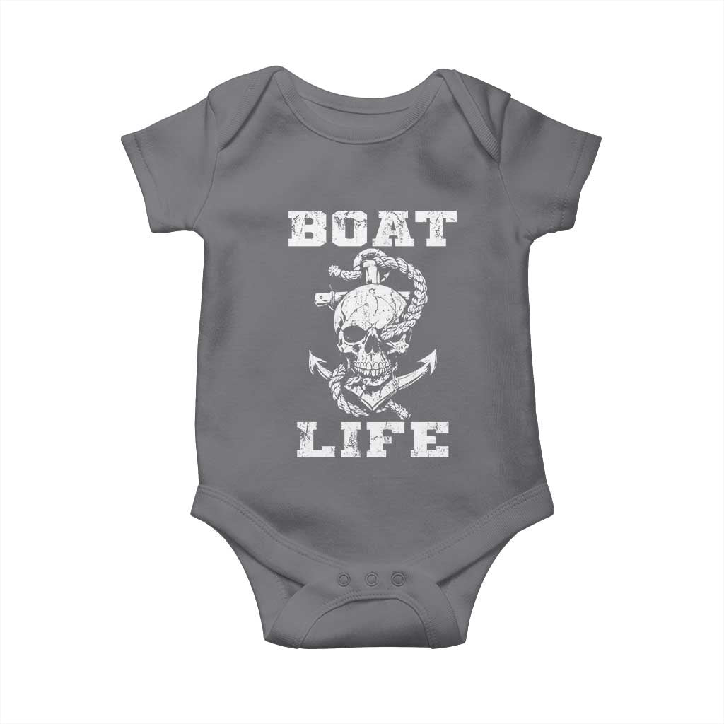 Boat Life Baby Onesie Funny Skull Anchor TS09 Charcoal Print Your Wear