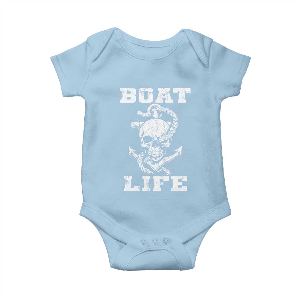 Boat Life Baby Onesie Funny Skull Anchor TS09 Light Blue Print Your Wear