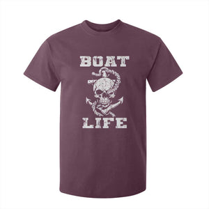 Boat Life T Shirt For Kid Funny Skull Anchor TS09 Maroon Print Your Wear