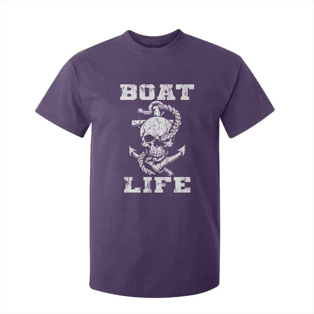 Boat Life T Shirt For Kid Funny Skull Anchor TS09 Purple Print Your Wear