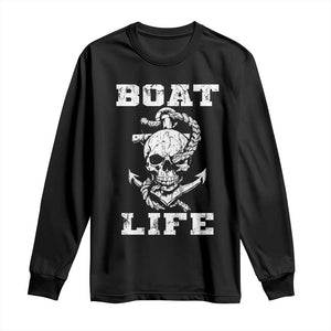 Boat Life Long Sleeve Shirt Funny Skull Anchor TS09 Black Print Your Wear