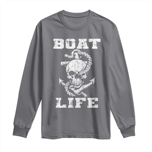 Boat Life Long Sleeve Shirt Funny Skull Anchor TS09 Charcoal Print Your Wear