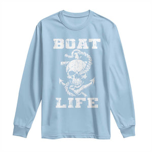 Boat Life Long Sleeve Shirt Funny Skull Anchor TS09 Light Blue Print Your Wear