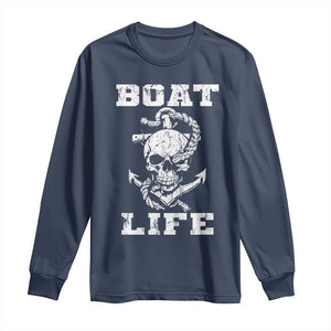 Boat Life Long Sleeve Shirt Funny Skull Anchor TS09 Navy Print Your Wear