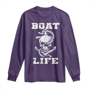 Boat Life Long Sleeve Shirt Funny Skull Anchor TS09 Purple Print Your Wear