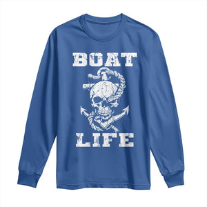 Boat Life Long Sleeve Shirt Funny Skull Anchor TS09 Royal Blue Print Your Wear