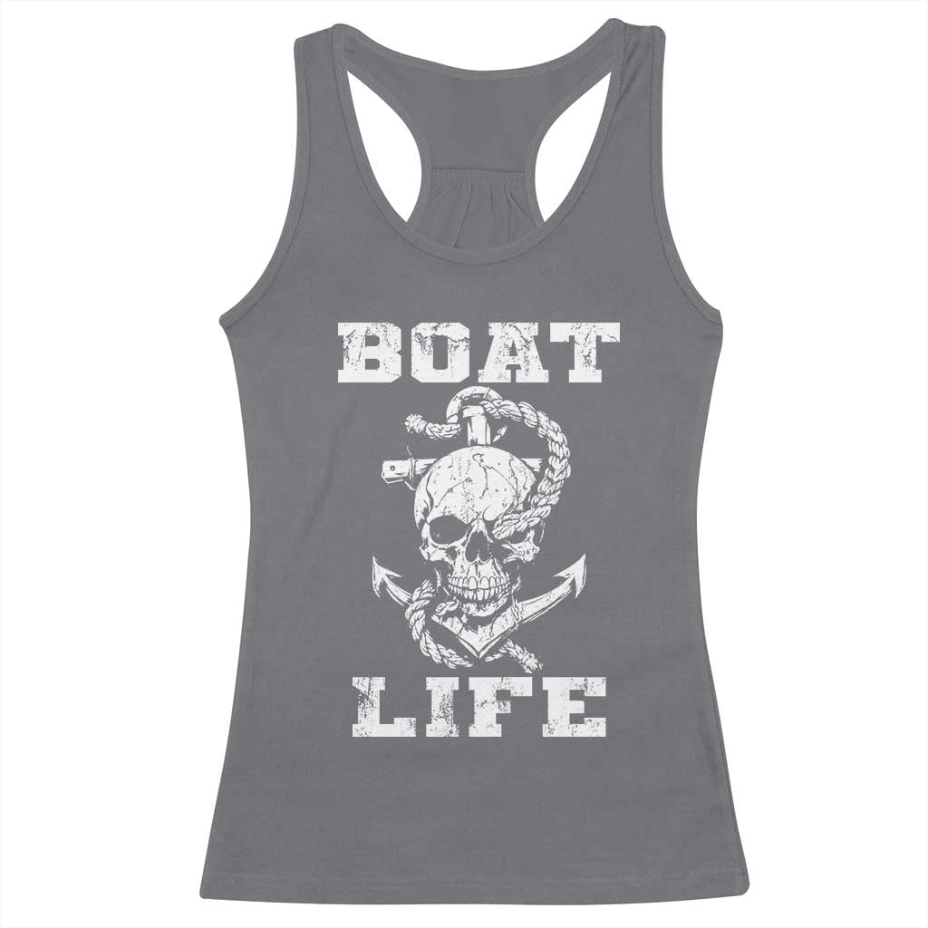 Boat Life Racerback Tank Top Funny Skull Anchor TS09 Charcoal Print Your Wear