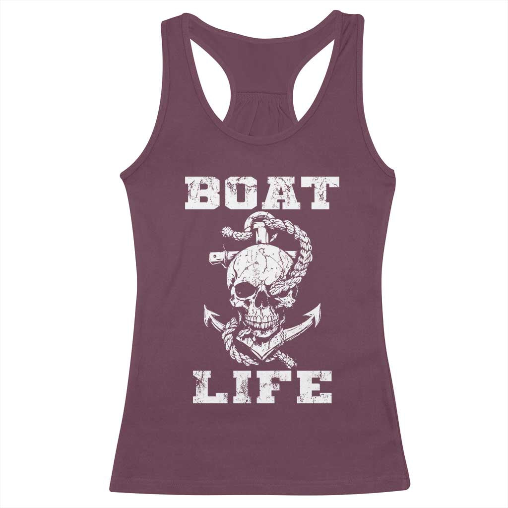 Boat Life Racerback Tank Top Funny Skull Anchor TS09 Maroon Print Your Wear