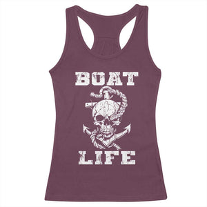 Boat Life Racerback Tank Top Funny Skull Anchor TS09 Maroon Print Your Wear