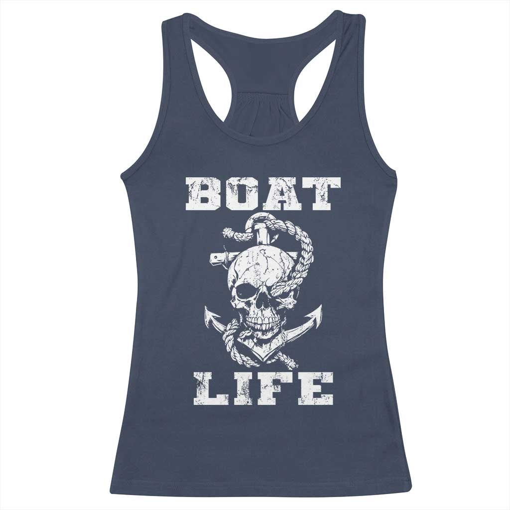 Boat Life Racerback Tank Top Funny Skull Anchor TS09 Navy Print Your Wear