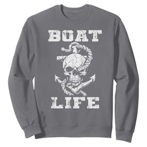 Boat Life Sweatshirt Funny Skull Anchor TS09 Charcoal Print Your Wear