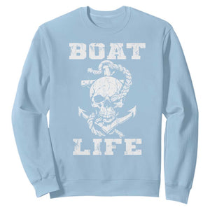 Boat Life Sweatshirt Funny Skull Anchor TS09 Light Blue Print Your Wear