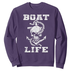 Boat Life Sweatshirt Funny Skull Anchor TS09 Purple Print Your Wear