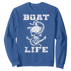 Boat Life Sweatshirt Funny Skull Anchor TS09 Royal Blue Print Your Wear