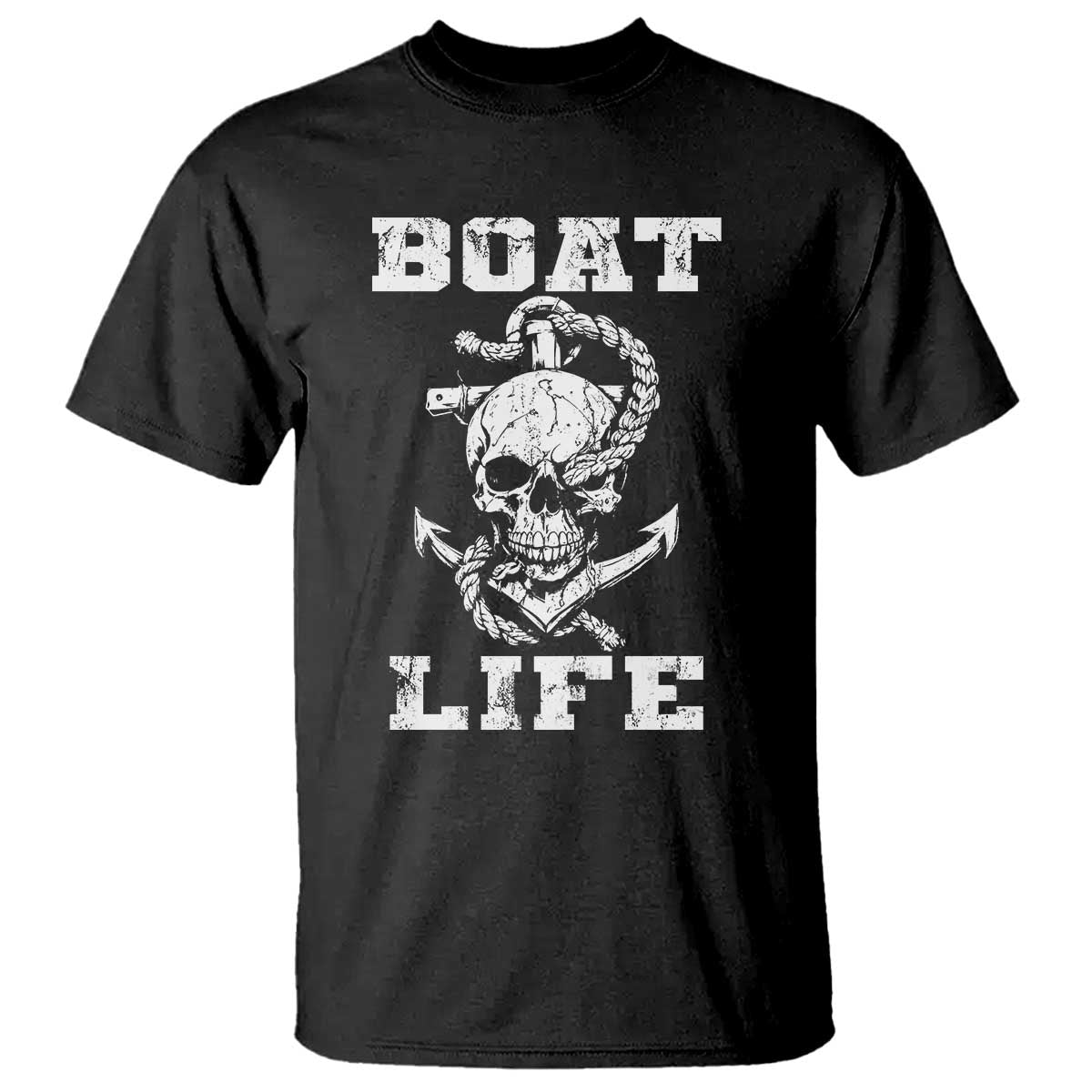 Boat Life T Shirt Funny Skull Anchor TS09 Black Print Your Wear